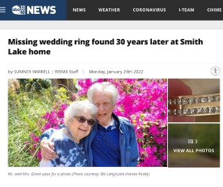 ABC News Missing Wedding Ring Found 30 Years Later at Smith Lake Home